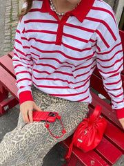 Aiertu  -  Women Baggy Striped Long Sleeve Tee Top Lapel Collared Shirt Y2k Loose Color Block Casual Loose Pullover Fall Streetwear Aiertu