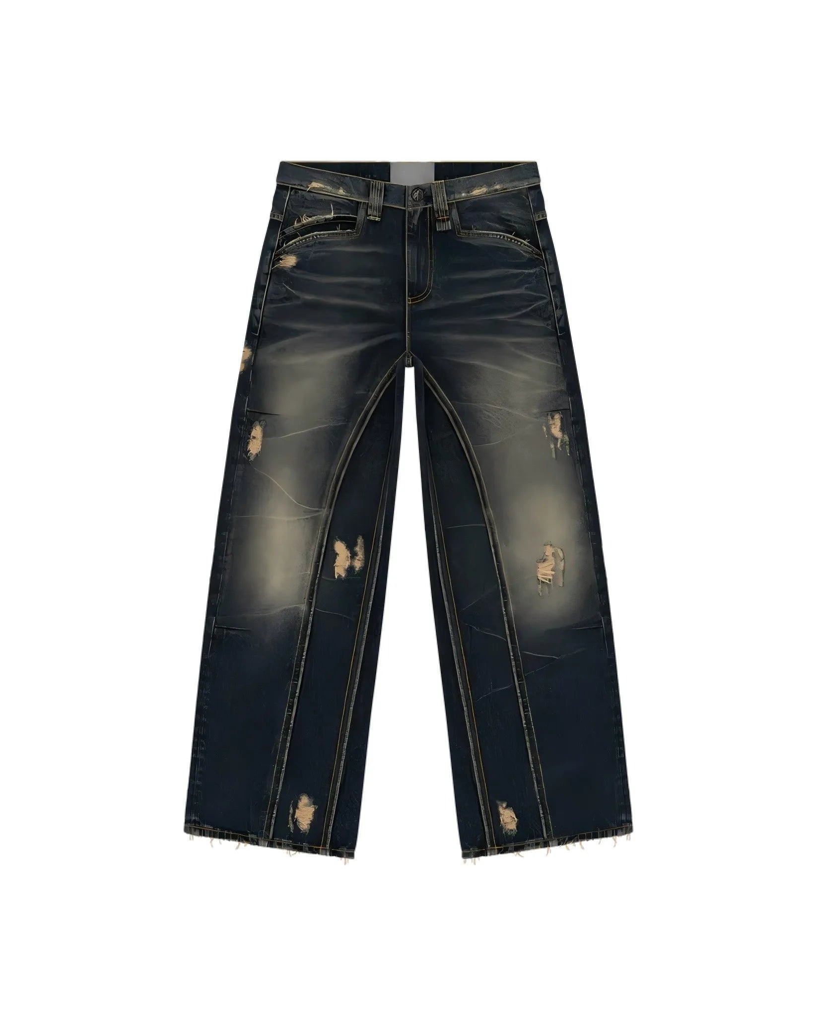 Aiertu  -  Hip-hop Retro Blue Spliced Harajuku Straight Jeans Men's Y2k Loose High-waisted Washed Casual Wide-leg Pants for Couples Aiertu