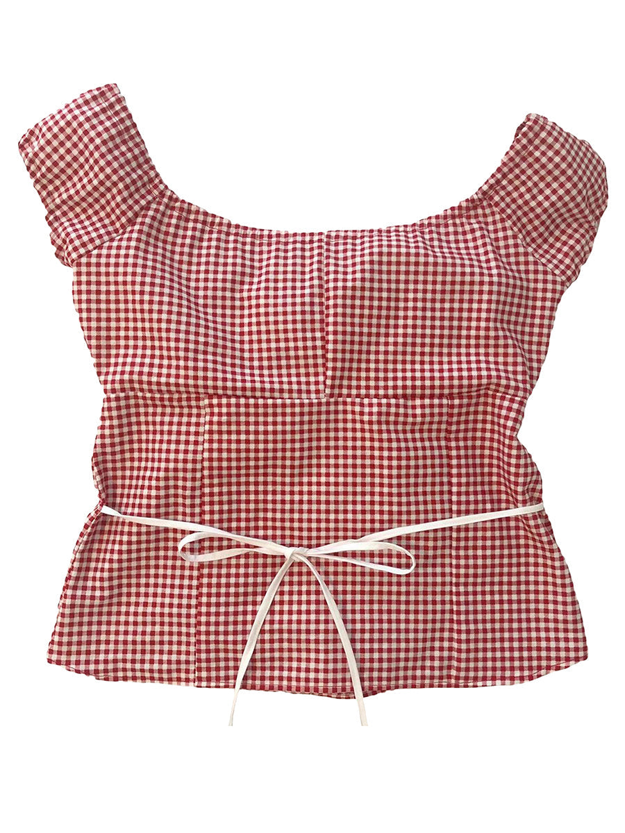 Aiertu  -  Women Y2k Gingham Tank Top Sleeveless Coquette Aesthetic Plaid Print Cami Crop Top Summer Fairycore Grunge Top Streetwear Aiertu