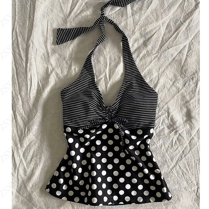 Aiertu  -  Aesthetic Crop Top 2000s Women T shirt Kawaii Harajuku Slim Caims Sling Punk Streetwear Polka Dot Vintage Graphic Tank Tops Y2k Aiertu