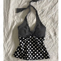 Aiertu  -  Aesthetic Crop Top 2000s Women T shirt Kawaii Harajuku Slim Caims Sling Punk Streetwear Polka Dot Vintage Graphic Tank Tops Y2k Aiertu