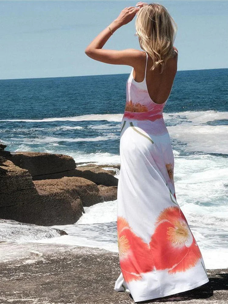 Aiertu  -  2025 New Trend Dress Women Sexy Summer Flowers Camis Sleeveless Soft Stretch Sweet Maxi Bodycon Skinny Elastic Vestidos Aiertu