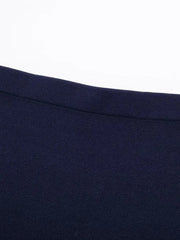 Aiertu  Women Fashion Navy Blue Knitted Straight Mini Skirt Vintage High Elastic Waist Female Chic Lady Skirts Aiertu