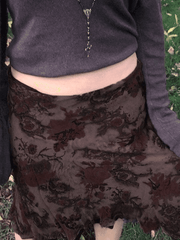 Aiertu  -  Mesh Floral Midi Skirt Aiertu
