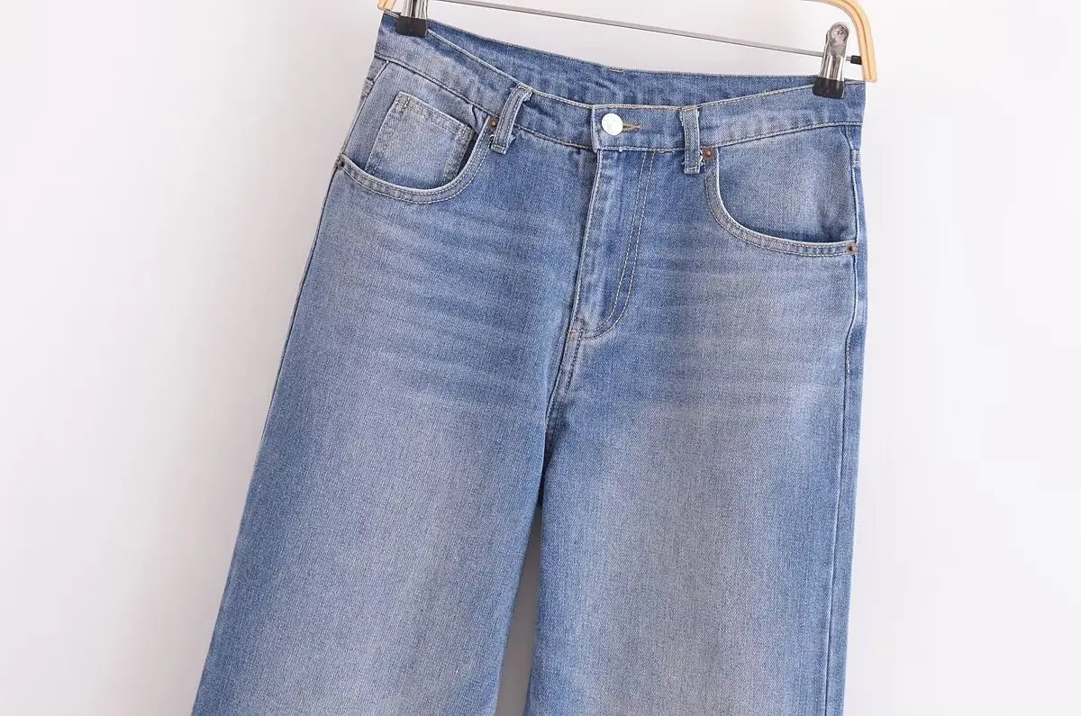 Aiertu  -  American hot girl mid-waist straight jeans women's spring and autumn new loose slim mopping pants Aiertu