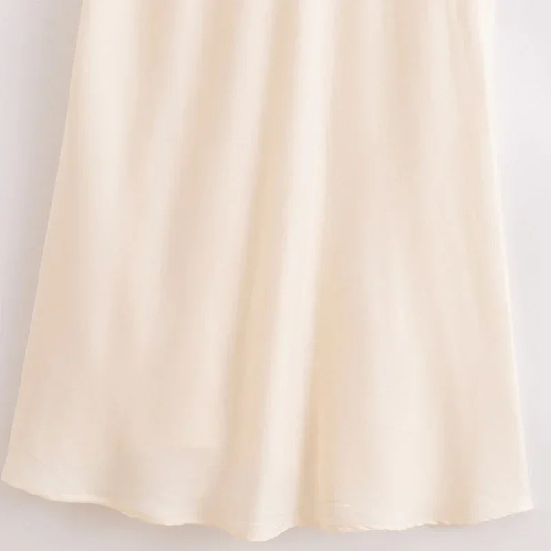 Aiertu  -  Sexy Hollow Out Sling Midi Dress Women Casual Pleated Square Collar Sleeveless A-line Female Dresses Summer Lady Vestidos Aiertu