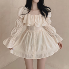 Aiertu - Aesthetic Ruffled Square Neck Mini Dress Aiertu