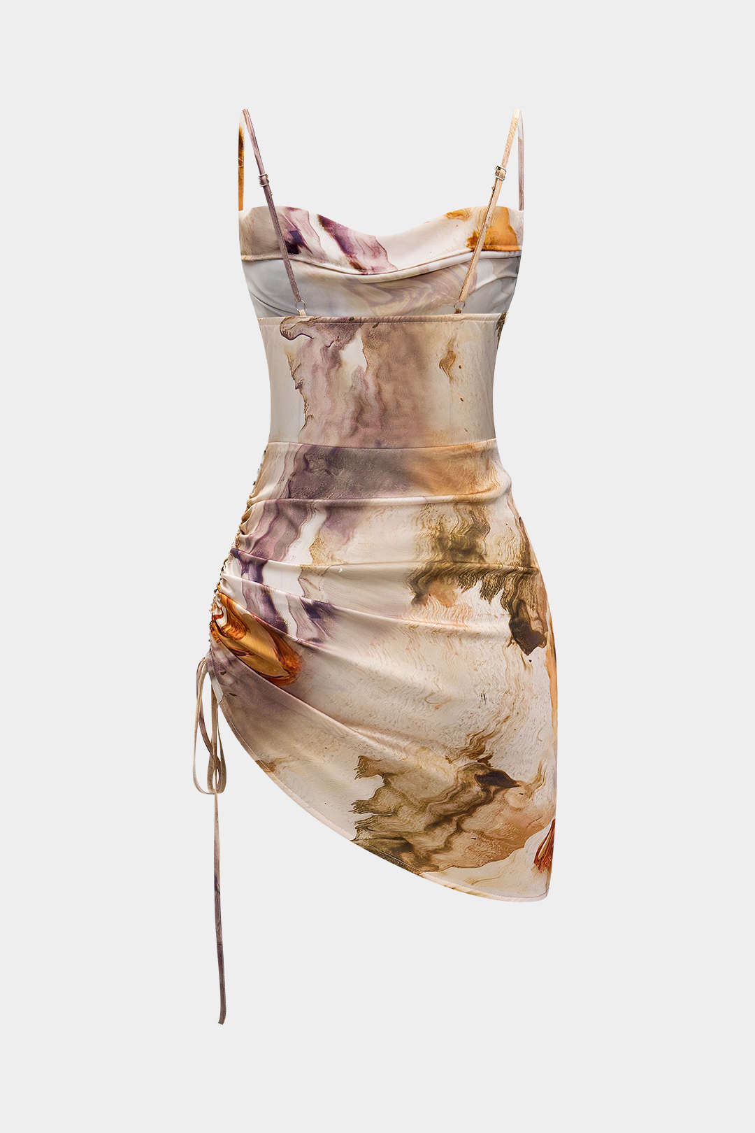 Aiertu  Watercolor Print Ruched Sleeveless Mini Dress Aiertu