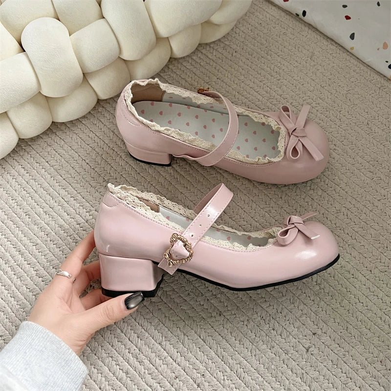 Aiertu  -  Fashion JK Women Mary Jane Shoes Ladies Causal Shallow Butterfly-knot Shoes Spring Autumn Female Leather Shoes Aiertu