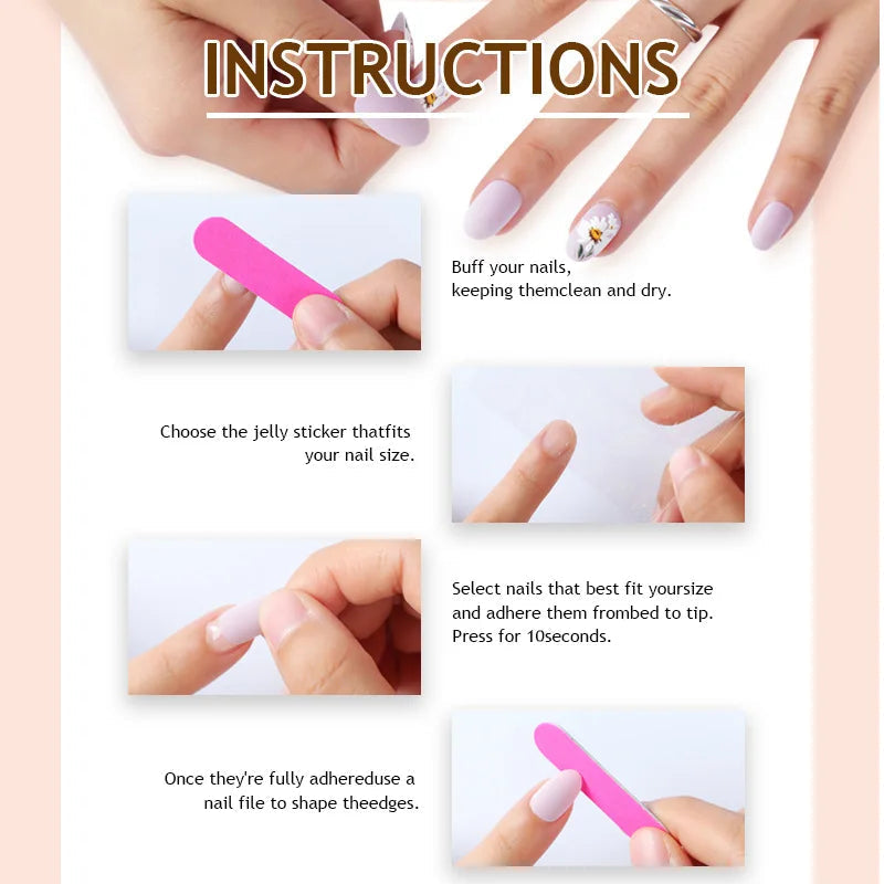 Aiertu  -  24PCS Purple Blush Coffin False Nails 3D Flower French Wearable Press on Gel Nails Fashionable Acrylic Fake Nail Tips for Women Aiertu