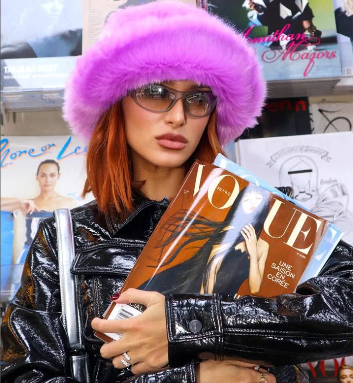 Aiertu  -  New Autumn and Winter Plush Imitation Fox Fur Basin Hat Ski Hat Fisherman Hat Warm Fur Furry Imitation Fur Women's Hat Aiertu