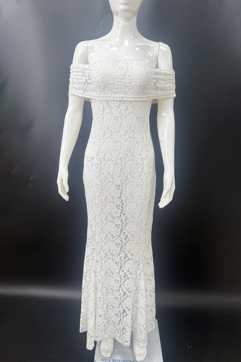 Aiertu  -  Sexy Lace Backless Fishtail Off Shoulder Long Dresses Aiertu