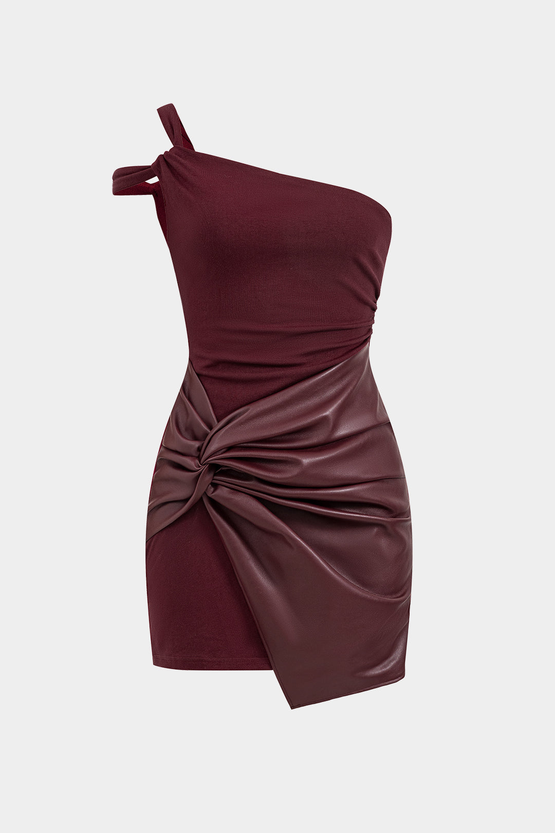 Aiertu  -  Faux Leather Patchwork Mini Dress Aiertu