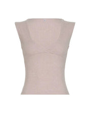 Aiertu  -  Solid Striped Cross V-Neck Slim Fit Tank Top Aiertu