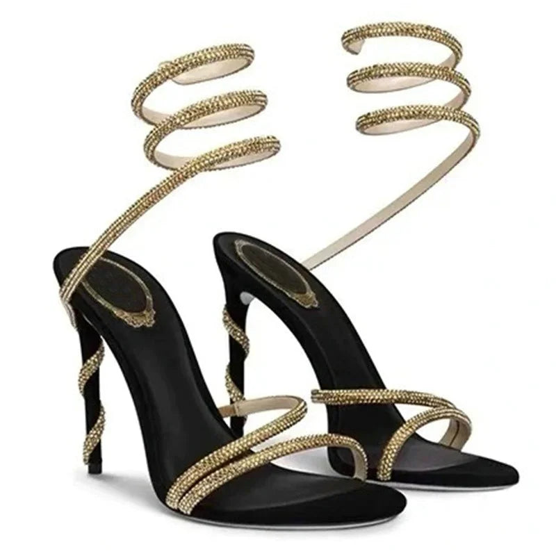 Aiertu  -  Europe Summer New High-heeled Stiletto Rhinotone Sandals Women's Large Size Heels Aiertu