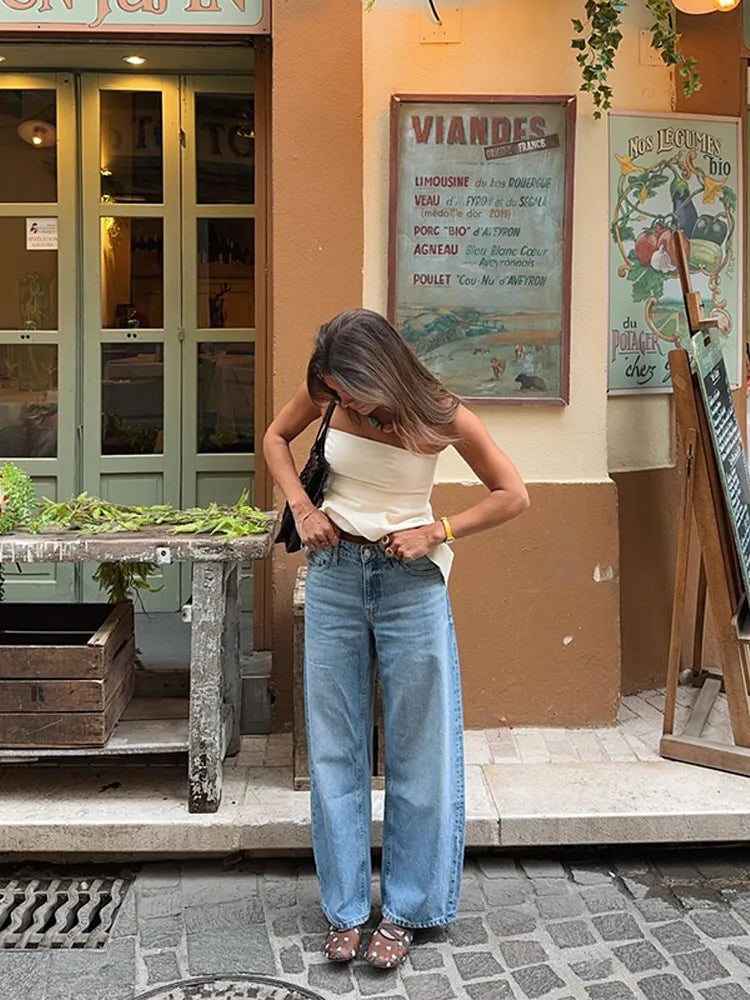 Aiertu  -  Slim Sleeveless Off Shoulder Vest Top Women Backless A-line White 2026 Summer Tank Holiday Commute Zipper Sexy All-match Tops Aiertu