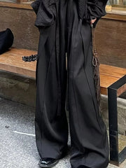 Aiertu  -  Vintage Japanese Style Woman Baggy Suit Pants Y2k Pleated Black Harajuku Gothic Korean Fashion Streetwear Summer Bottoms Aiertu