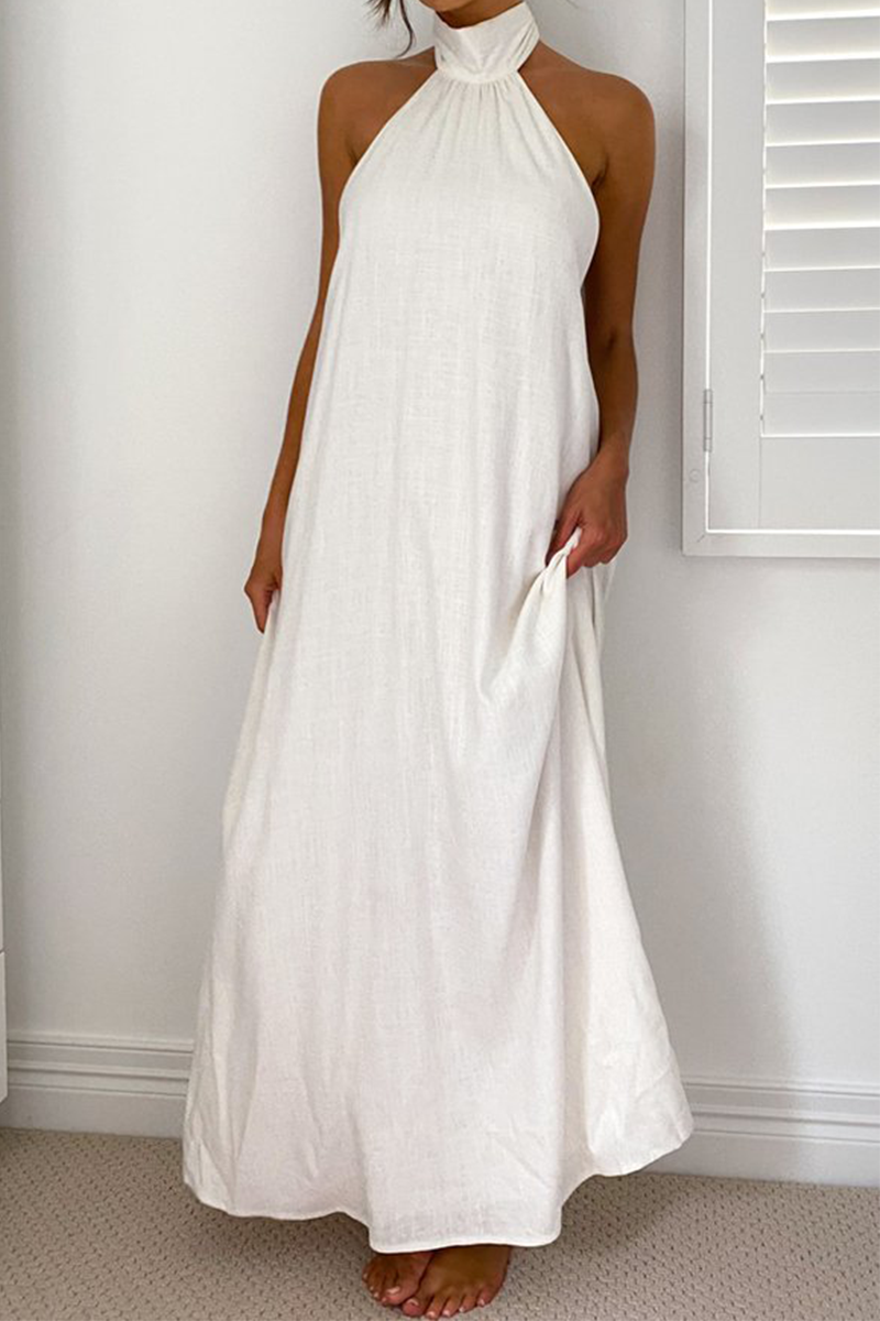 Aiertu  -  Vacation Print Split Joint Halter Straight Dresses Aiertu