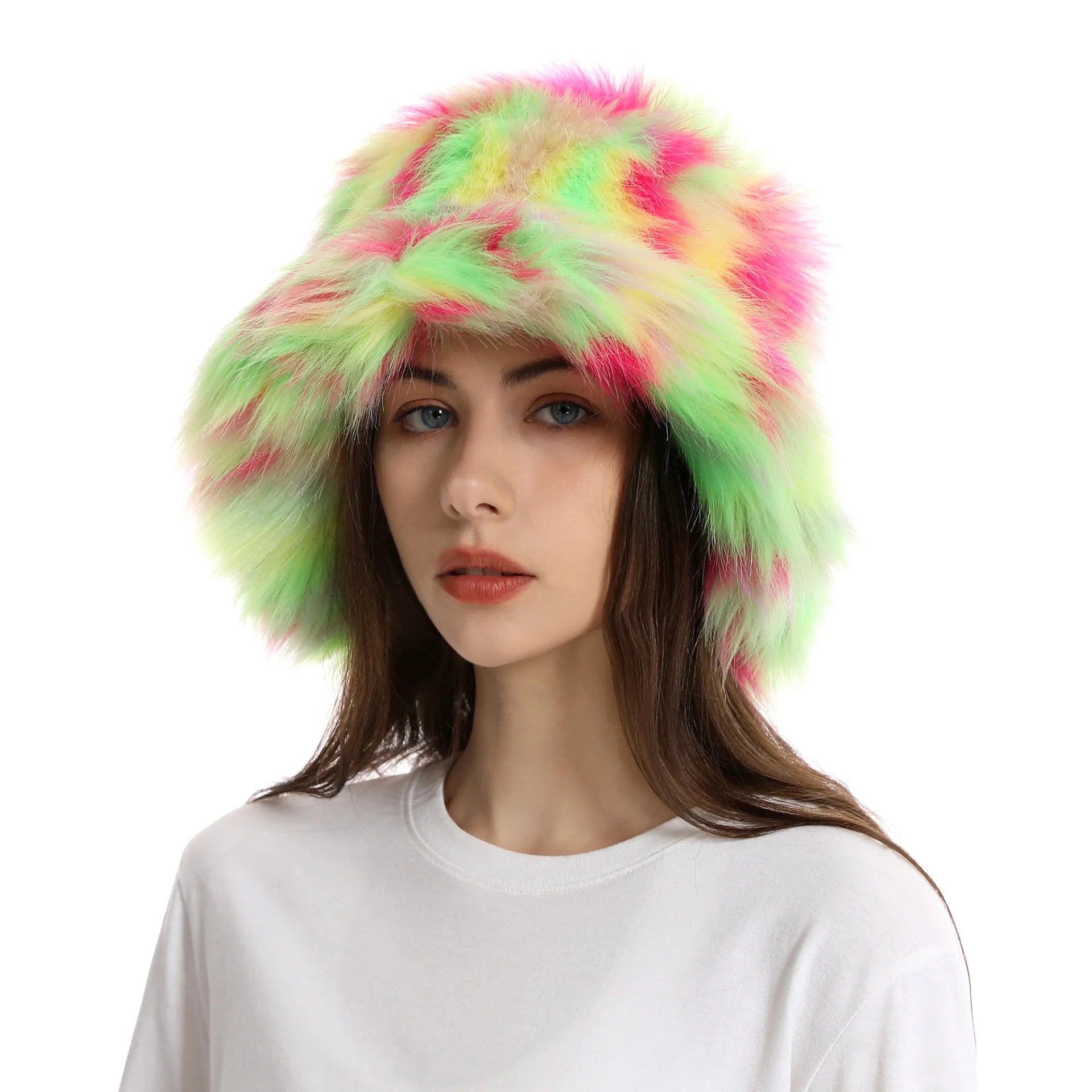 Aiertu  -  New Autumn and Winter Plush Imitation Fox Fur Basin Hat Ski Hat Fisherman Hat Warm Fur Furry Imitation Fur Women's Hat Aiertu