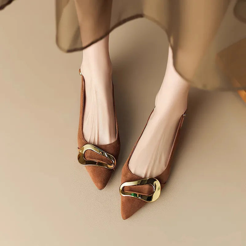 Aiertu  -    Suede Women Shoes Fashion Pointed Toe Sandals 2025 New Slingback Designer Dress Slippers Casual Slides Chaussure Femme Aiertu