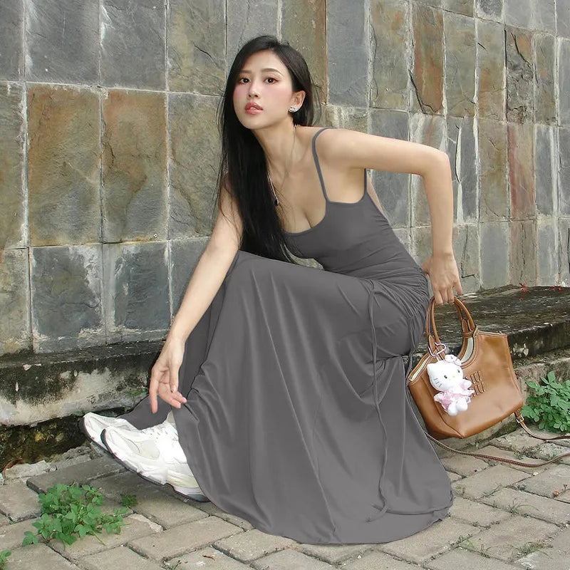 Aiertu  Women Bodycon High Waist Camisole Dress 2025 Summer Slim Sexy Backless Patchwork Sundress Vacation Beach Party Dresses Aiertu