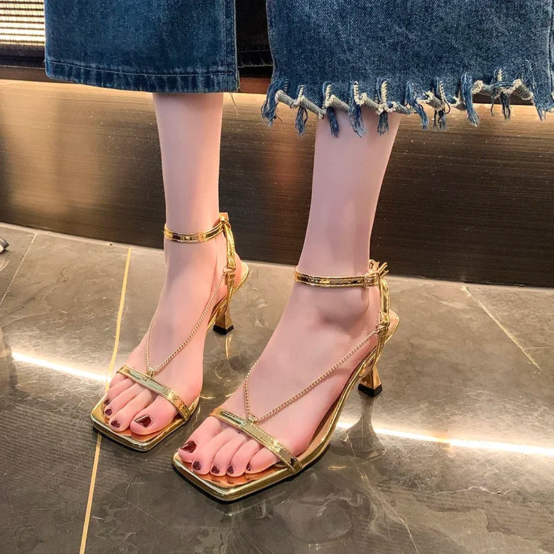 Aiertu  -  High Heels Sandals Women Shoes Square Toe Slingback Slippers Designer 2025 Summer New Elegant Dress Pumps Woman Slides Mujer Aiertu