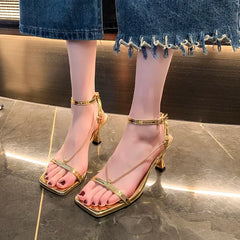 Aiertu  -  High Heels Sandals Women Shoes Square Toe Slingback Slippers Designer 2025 Summer New Elegant Dress Pumps Woman Slides Mujer Aiertu