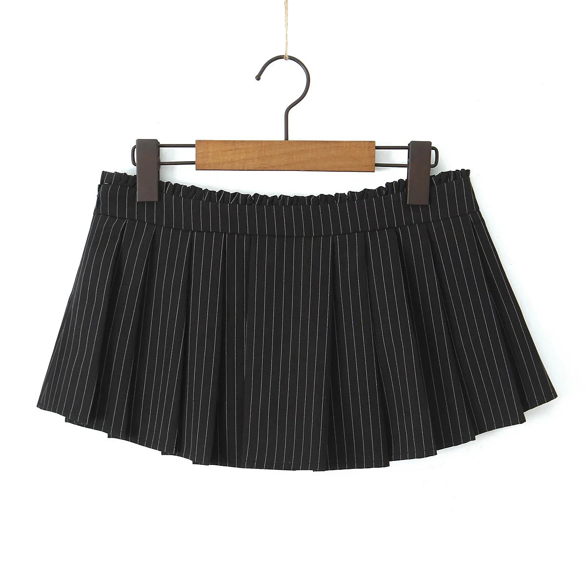 Aiertu  -  2 color Y2K Grey Striped Print Pleated Mini Skirt Sexy Side Zipper Wood ears Low Waist Short Skater Skirts With Underwear Lining Aiertu