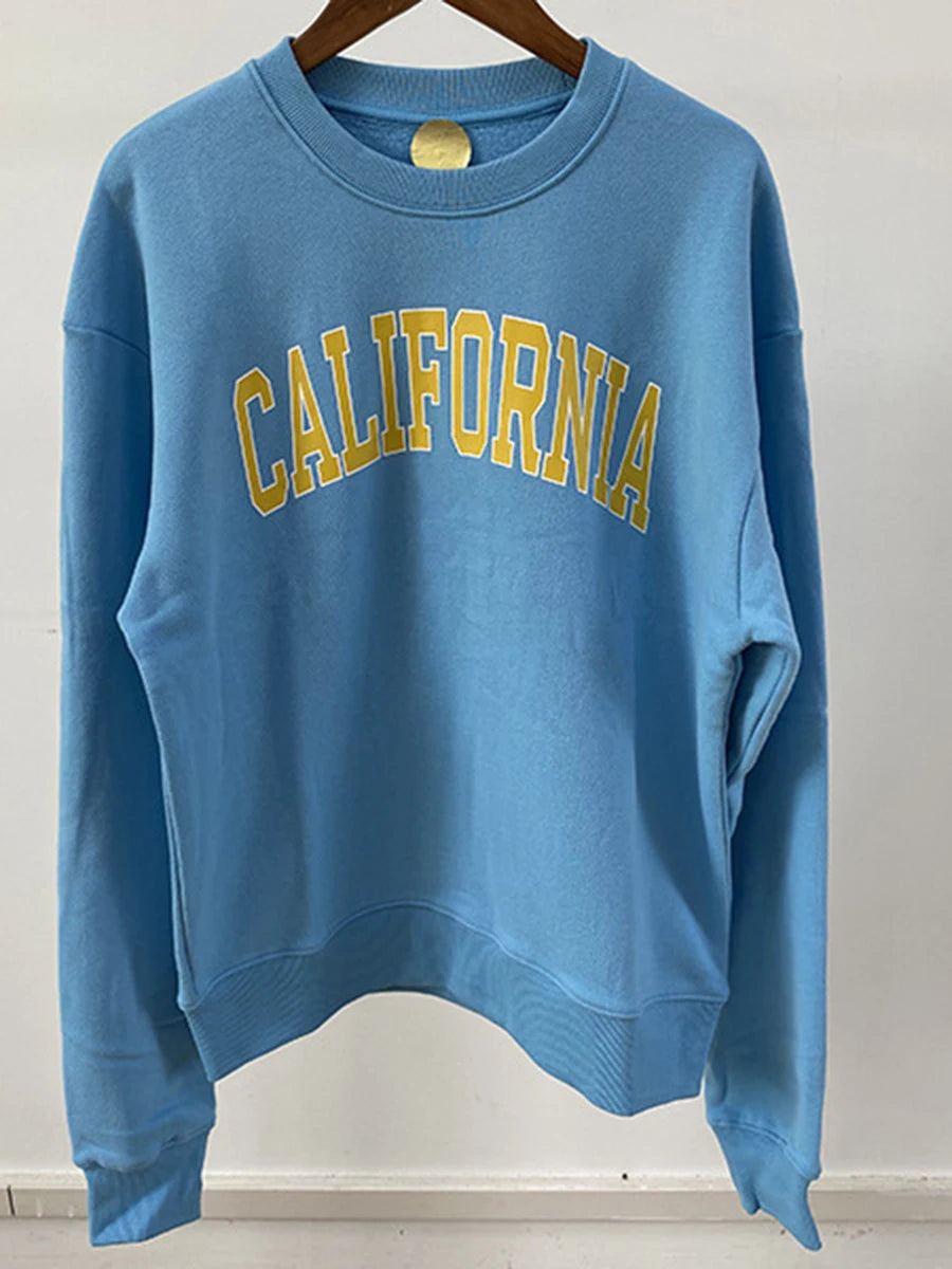 Aiertu  -   New York Letter Print Sweatshirt Women Classic O Neck Long Sleeve Pullover Autumn Casual Vintage Sporty Rich Sweatshirt 2026 New Aiertu