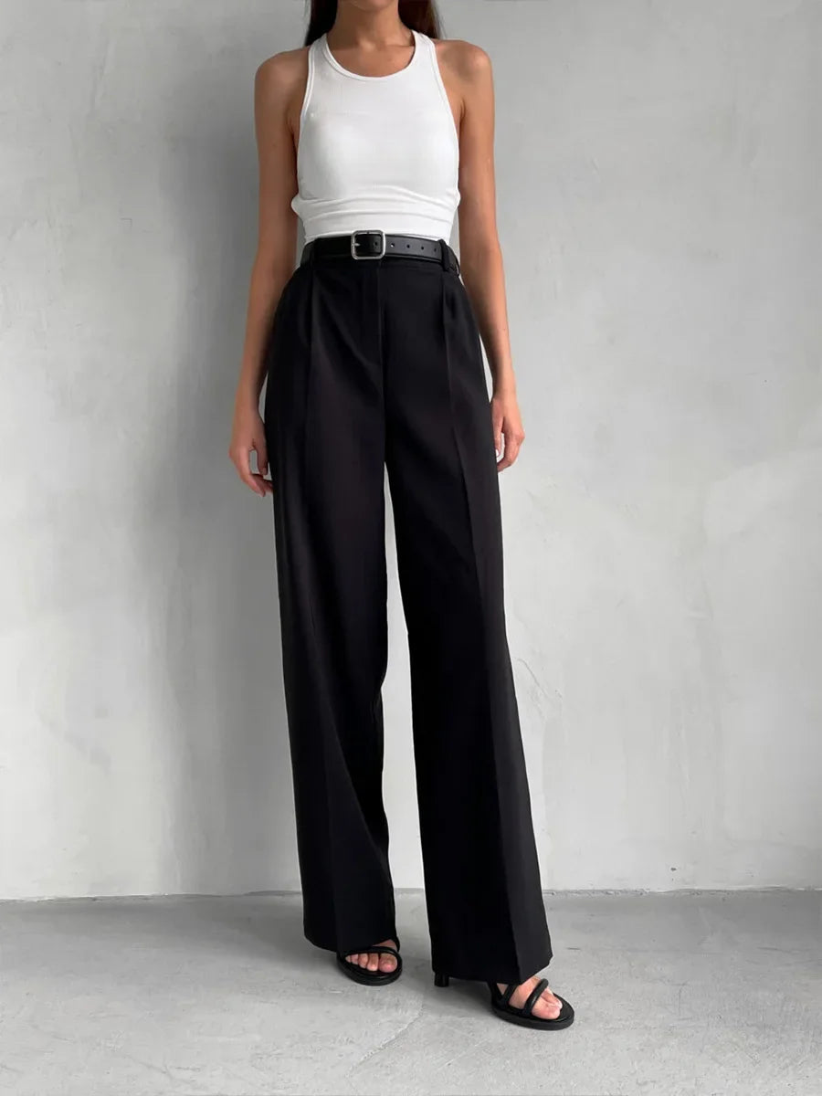 Aiertu  -  Summer New Loose High Waisted Pants Spring Women's Office Lady Retro Wide Leg Pants Temperament Slim Fit Suit Pants Aiertu