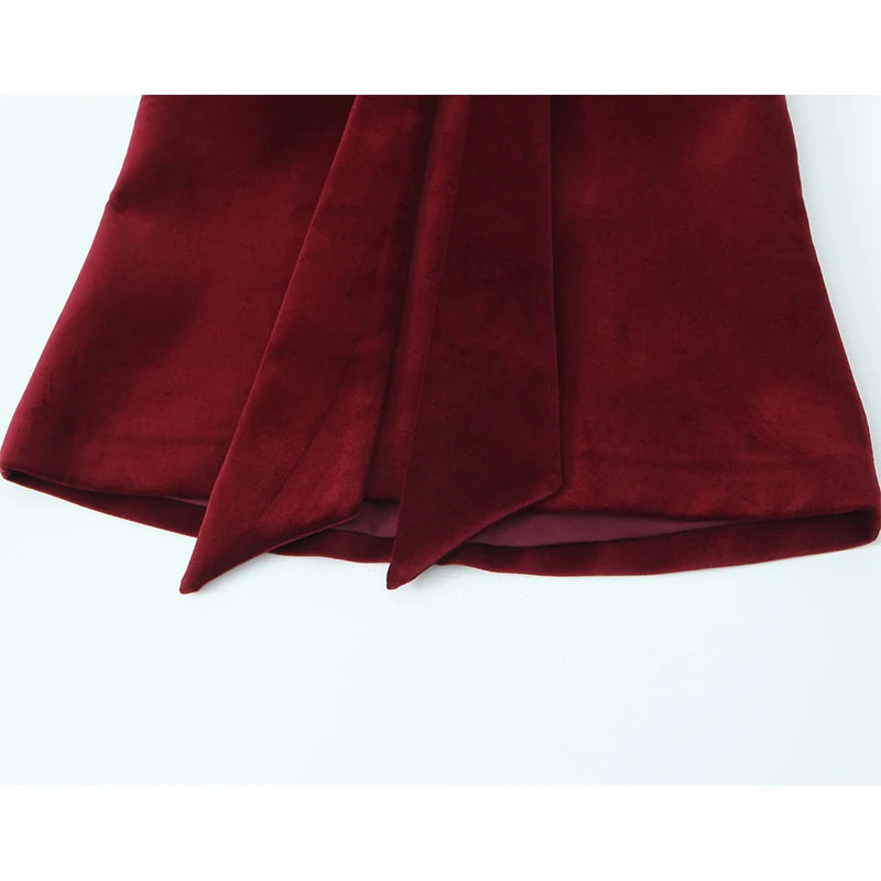 Aiertu  -  High Street Women Wine Red Velvet Bow Strapless Top Sexy Sleeveless Chic Party Crop Top Ropa Para Mujer Aiertu