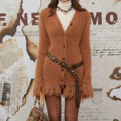 Aiertu  -  Fashion Popular New American Vinateg Coats Y2k Aesthetic High End French Elegant Autumn Winter Jumpers Harajuku Tassel Clothes Aiertu