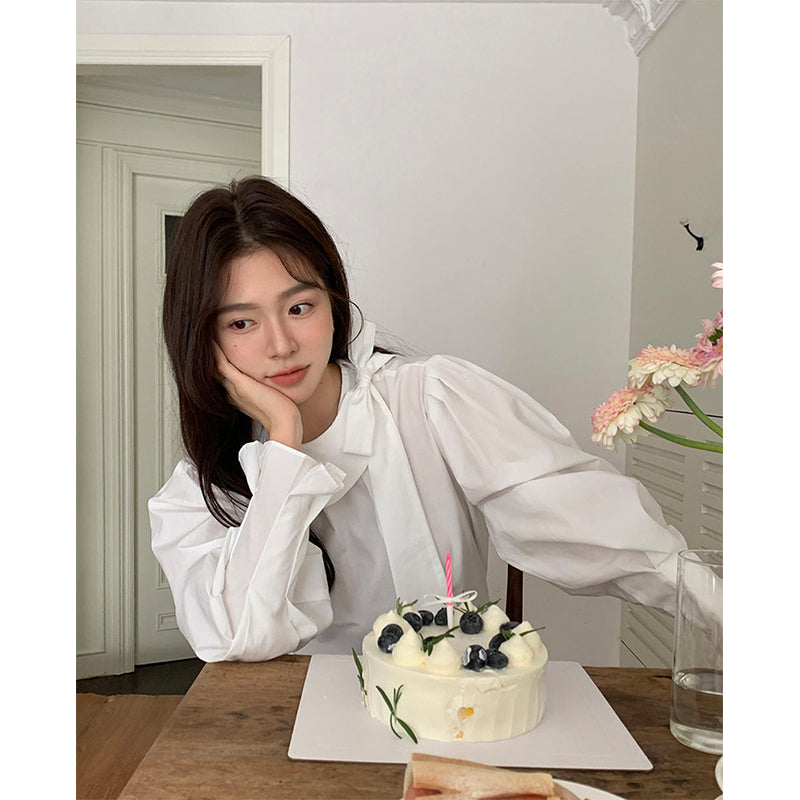 Aiertu Elegant White Shirts Women Vintage Bow Bandage Blouses Spring Office Lady Korean Long Sleeve All Match Chic Designer Tops Aiertu