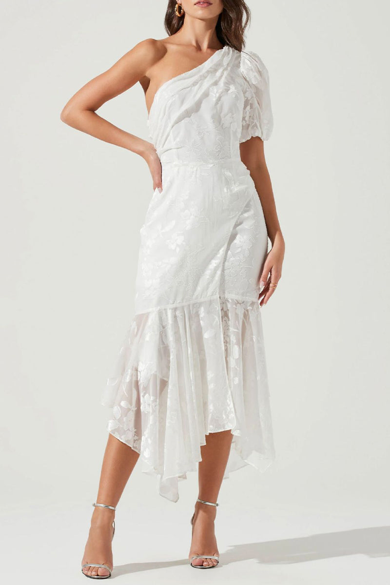 Aiertu  -Elegant Solid Patchwork Asymmetrical Oblique Collar Evening Dresses aiertu