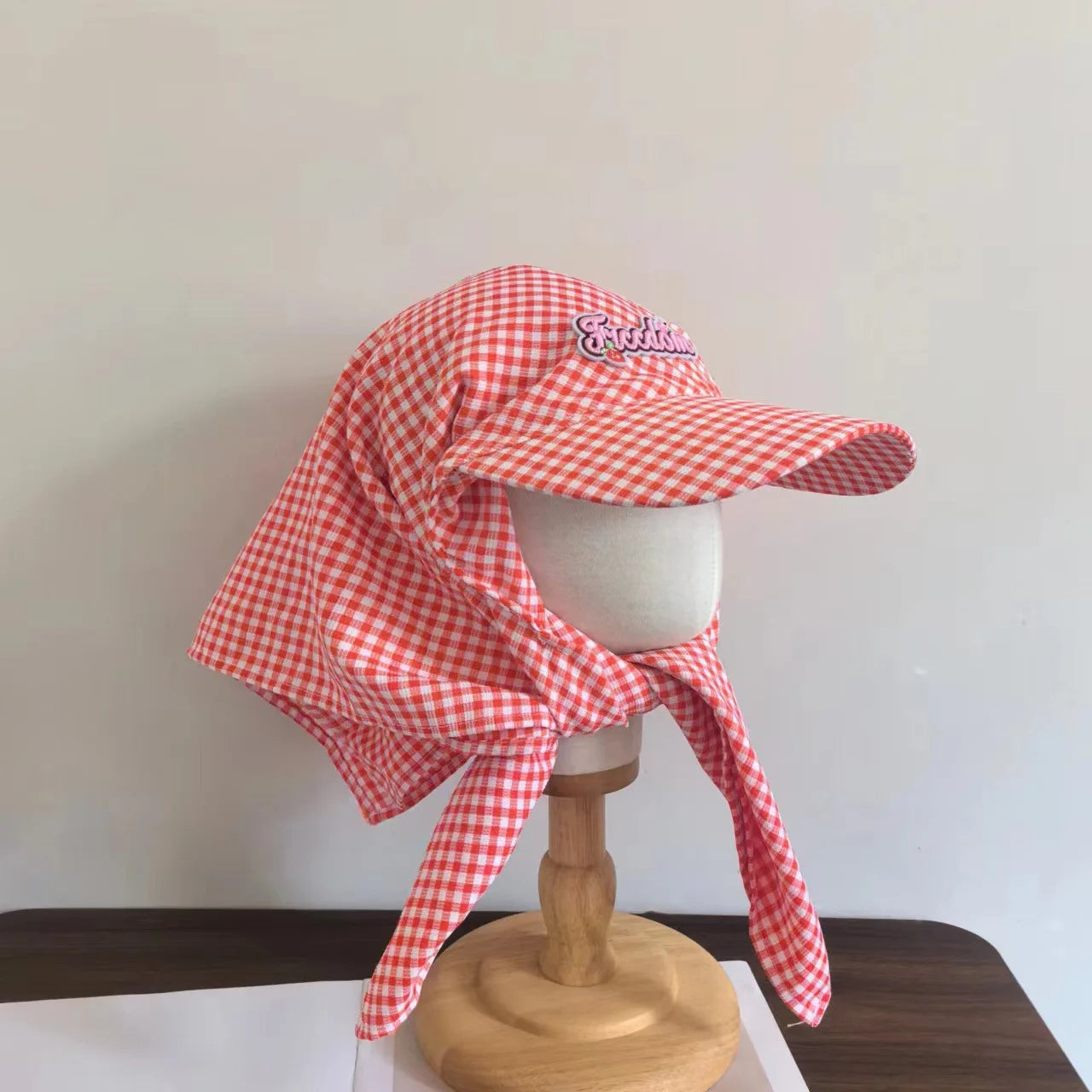 Aiertu  -  Sweet Cool Lattice Headscarf Hats Women Girl Summer Sun Protection Baseball Caps Adjustable Foldable Beach Hat Portable Sun Hat Aiertu