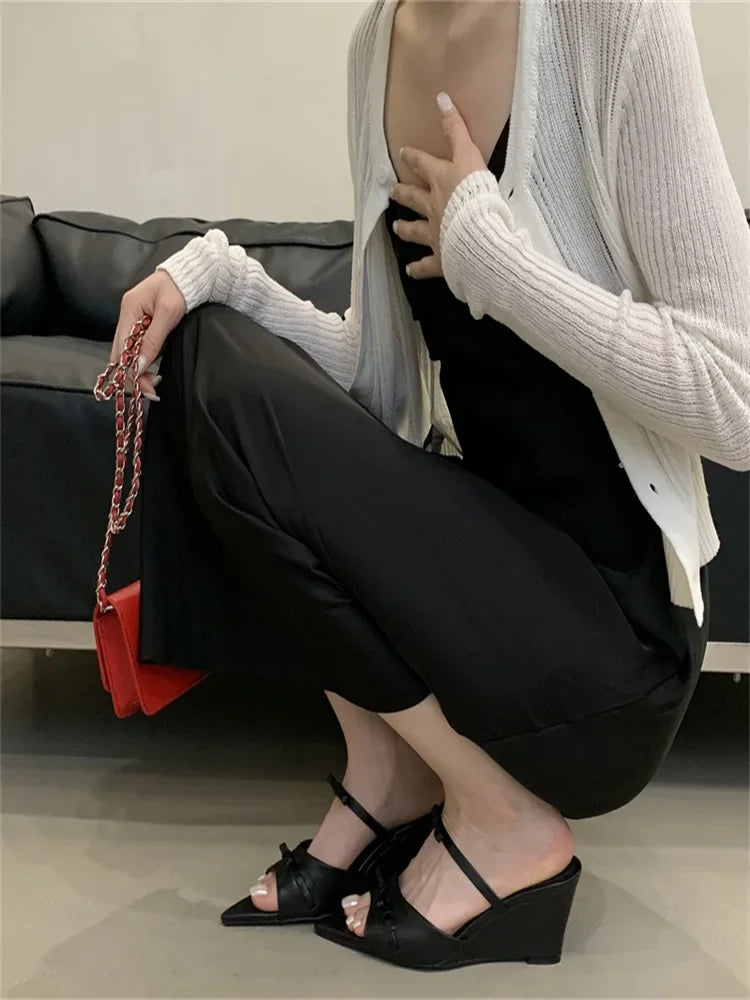 Aiertu  -   Summer Designer Wedges Slippers Women Pointed Toe Thin Low Heels Party Ladies Slide Shoes Zapatos De Mujer Aiertu