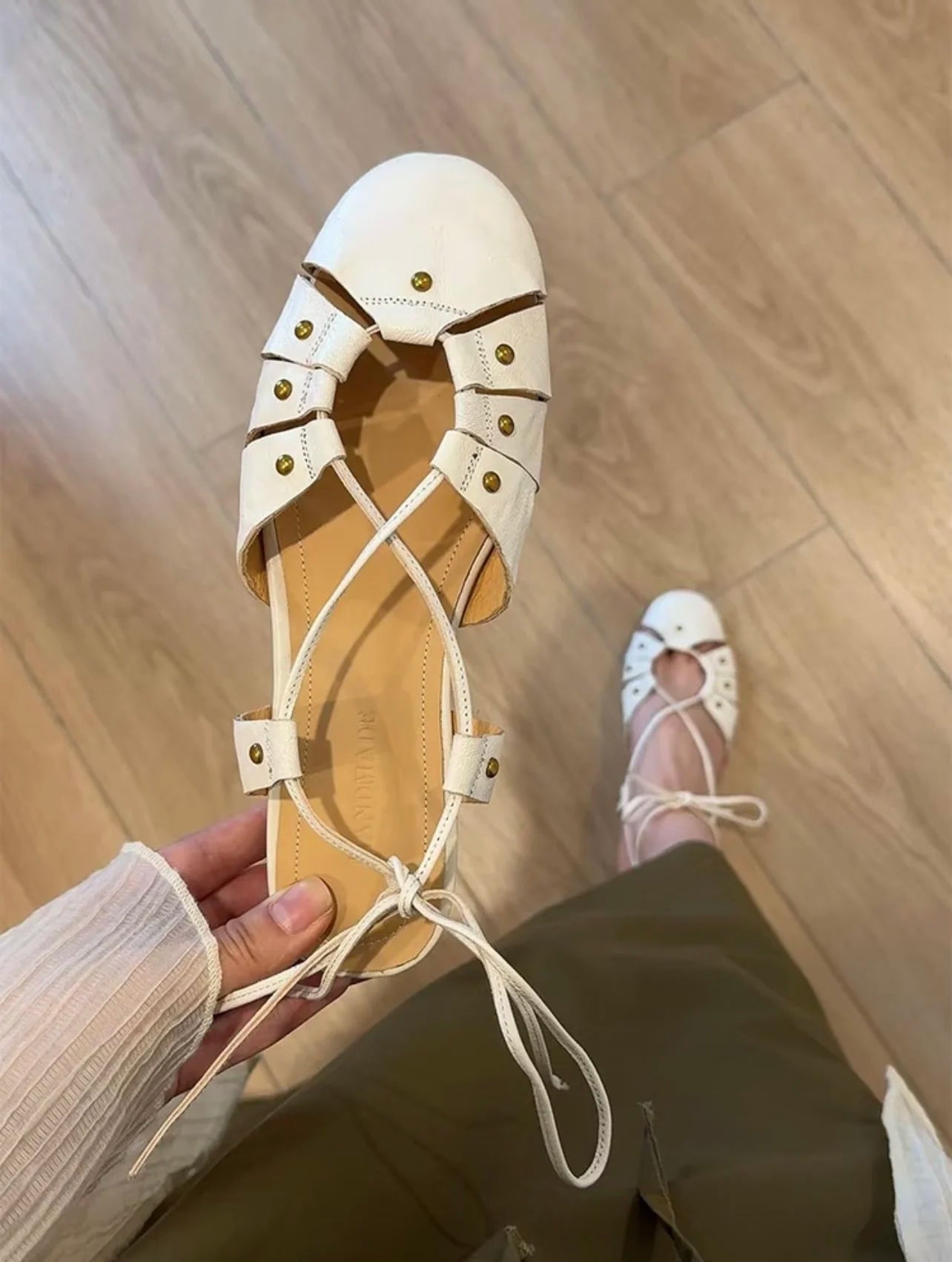 Aiertu  -  Flats Sandals Designer Woman Shoes Casual Slingback Summer New Marie Janes Shoes Lace-Up Retro Sandalias De Mujer Dress Aiertu