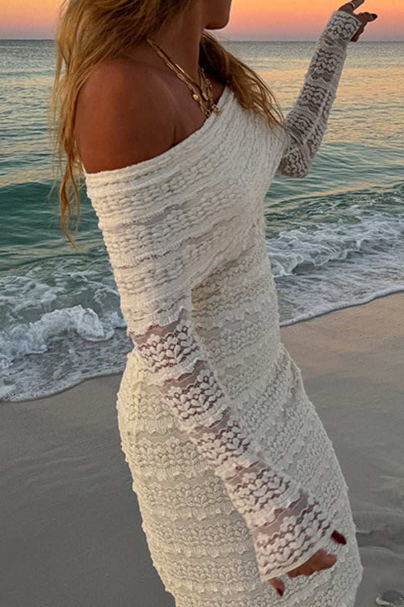 Aiertu  -Elegant Patchwork Backless Off Shoulder Long Dresses aiertu