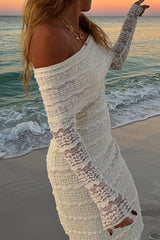 Aiertu  -Elegant Patchwork Backless Off Shoulder Long Dresses aiertu