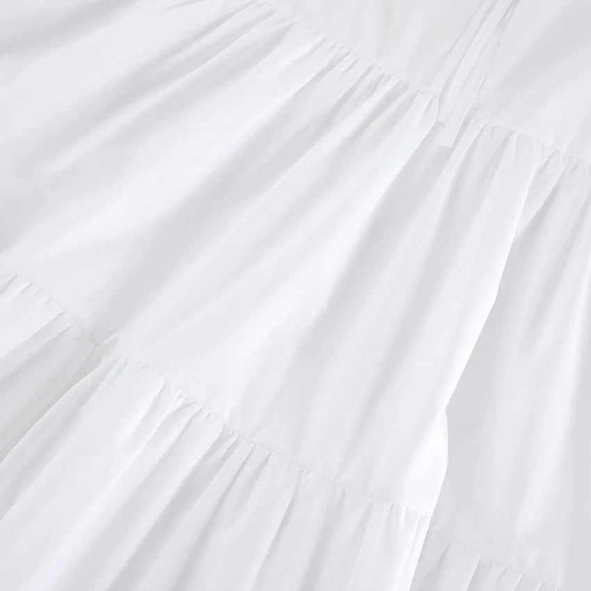 Aiertu  -  Summer Cotton A-line Loose Ruffles White Dress Women Casual O-neck Lace-up Sleeveless Mini Dress Female Holiday Party Dress 2025 Aiertu
