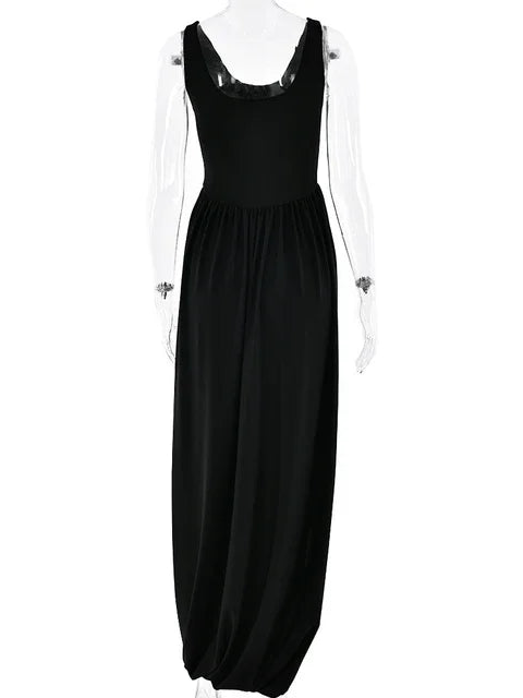 Aiertu  -   Elegant Sleeveless Elastic Tight Long Dress Women Fluffy Skirt Split Backless Evening Dress Slim Party Vacation Vestidos Aiertu
