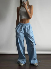 Aiertu  Y2k Aesthetic Streetwear Cargo Pants Women American Retro Harajuku Casual Solid Baggy Trousers Oversized Sweatpants Aiertu