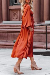 Aiertu  -  Elegant Solid Frenulum Fold U Neck A Line Dresses Aiertu