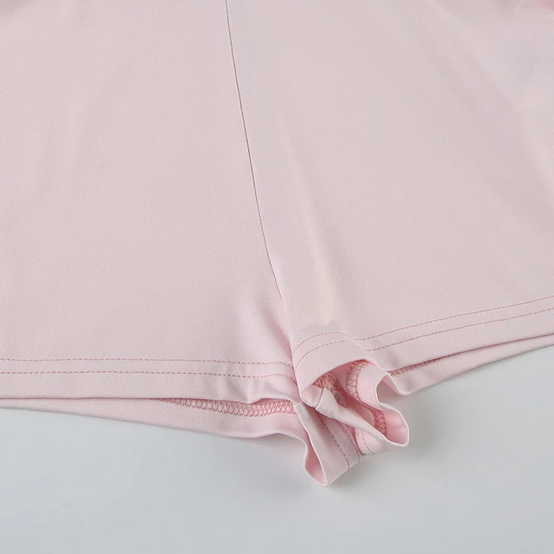Aiertu  -  Vacation Tiered Layer Ruffles Mesh Mini Skirt Fairycore Irregular Ribbon Skirt Beach Young Hot Girl's Pink Skirt Summer Aiertu