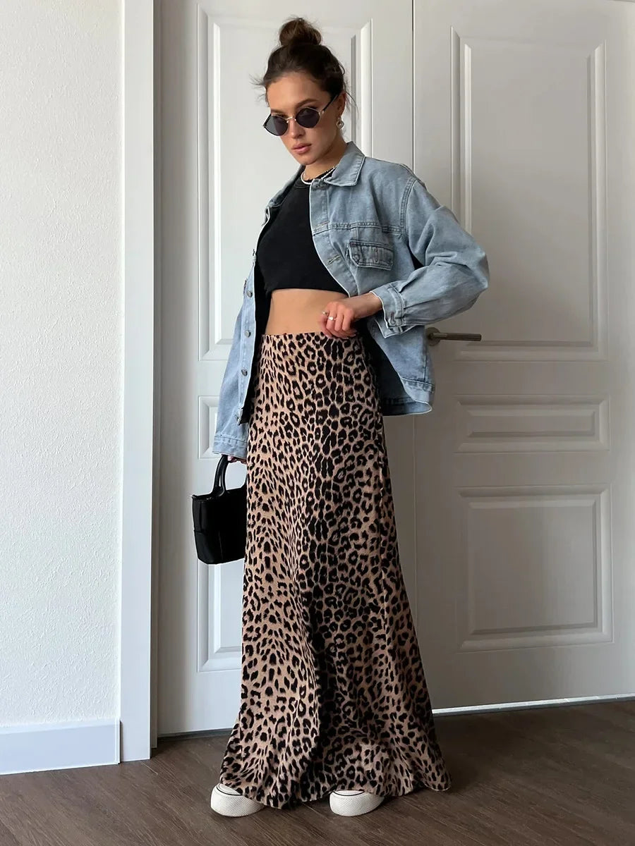Aiertu  -  Summer New Women's  Leopard Print Midi Skirt High Waist Fishtail Skirt Fashion Foreign Trade Casual Half length Skirt Aiertu