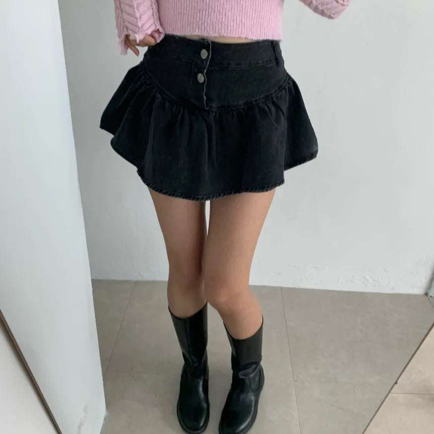 Aiertu  -  Korean Y2K Sheath High Waist Solid Color Shorts Skirts 2025 Spring Women's Slim Fit Hotsweet Sexy Style Harajuku Denim Skirt Aiertu