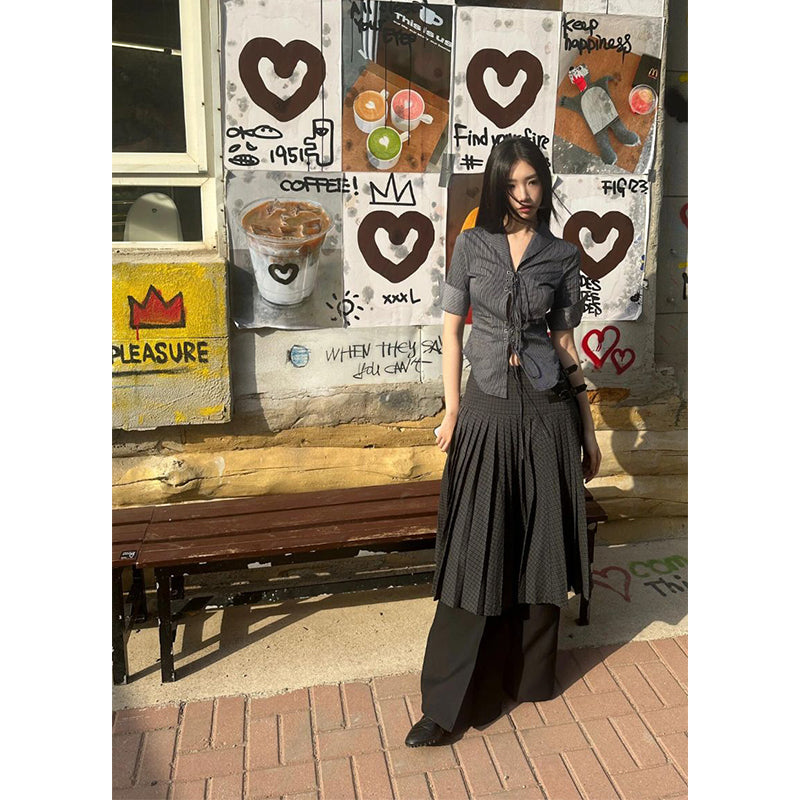 Aiertu Vintage Cropped Striped Shirts Women Y2K Aesthetic Sexy Hollow Out Bandage Blouses Summer Harajuku Korean Slim Tops New Aiertu