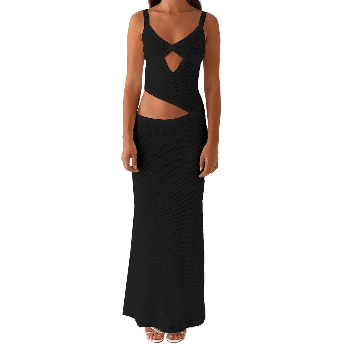 Aiertu  -  Elegant Women s Sleeveless Spaghetti Strap Bodycon Dress with Chic Hollow Out Design and  Fit Silhouette Aiertu