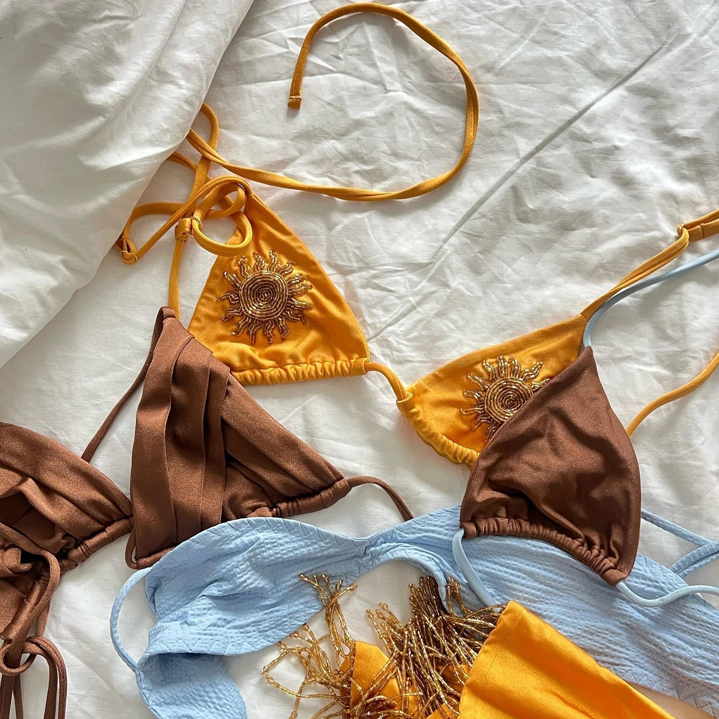 Aiertu  -  3Pcs Shiny Bikini Women Luxury Swimsuit 2025 Push Up Swimwear Brazilian Biquini Mini Skirt Female Solid Bathing Suits Beachwear Aiertu