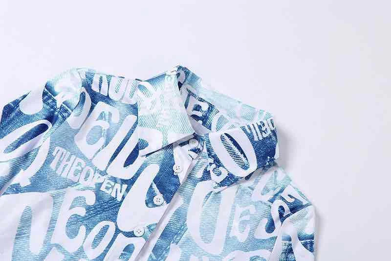Aiertu  -  Letter Print Long Sleeve T Shirts Blue Sexy Women V Neck Black Autumn Summer Casual Crop Tops Fashion Aiertu